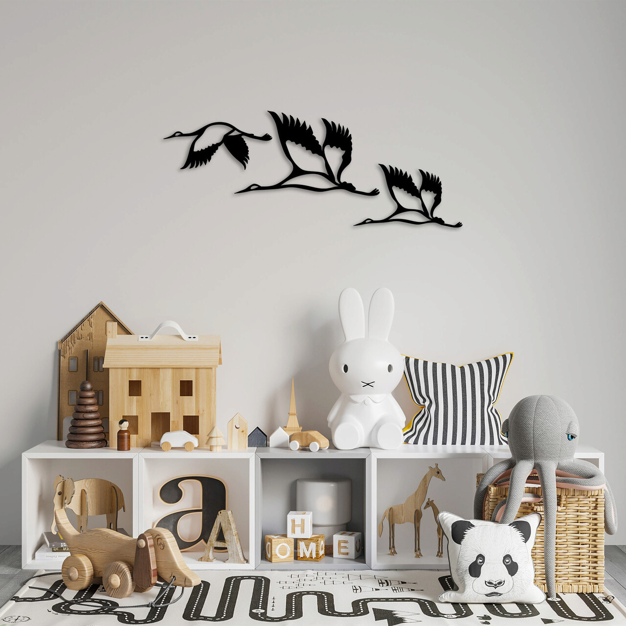 Decoratiune de perete, Storks, Dimensiune: 12 x 29 cm (1 bucată), Negru - imagine 7